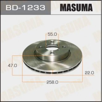 Диск тормозной front YARIS/ KSP130, NLP130, NSP130 [уп.2] Masuma BD1233 (фото 1)
