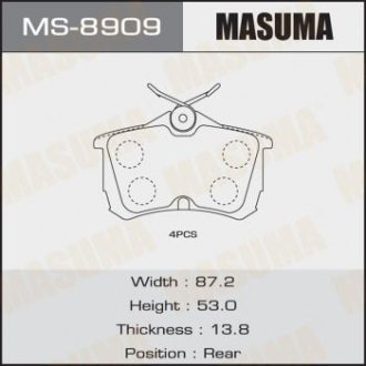 Колодки дисковые ACCORD/ 2000, 2200, 2400 rear (1/16) Masuma MS8909 (фото 1)
