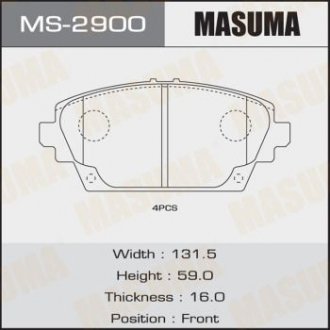 Колодки дисковые ALMERA TINO/ V10 front (1/12) Masuma MS2900 (фото 1)
