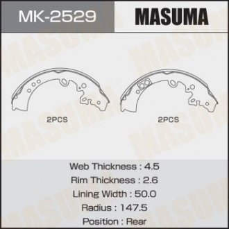 Колодки барабанні HILUX/ KUN25L, KUN35L(1/4) Masuma MK2529 (фото 1)
