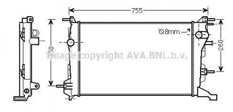 Радіатор охолодження RENAULT MEGANE/SCENIC 2009- (вир-во) AVA COOLING RT2410 (фото 1)