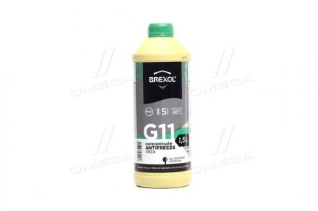 Антифриз <> GREEN CONCENTRATE G11 (-80C) 1,5L Brexol Antf-029 (фото 1)