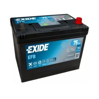 Батарея акумуляторна EFB 12В 75Аг 750А(ASIA) R+ EXIDE EL754 (фото 1)