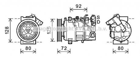 Компресор кондиціонера RENAULT MEGANE/SCENIC 2009- AVA COOLING RTAK489 (фото 1)