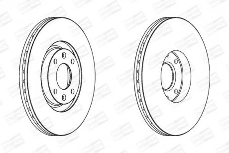 Диск гальмівний передній (кратно 2) Citroen C4 Grand Picasso I (UA_) (06-13), C4 I (LC_) (04-14) CHAMPION 562267CH (фото 1)