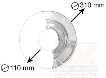 Защита тормозного диска VW Transporter (T4) 91- FRONT LEFT Van Wezel 5874371 (фото 1)