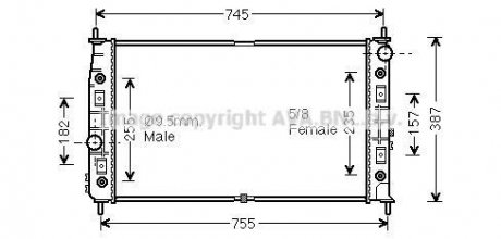 Радиатор охолодження CHRYSLER 300M 1999- (вир-во) AVA COOLING CR2054 (фото 1)
