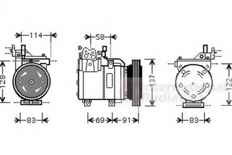 Компресор кондиціонера GETZ 14i/16i MT/AT 05-09 (вир-во) Van Wezel 8200K199 (фото 1)